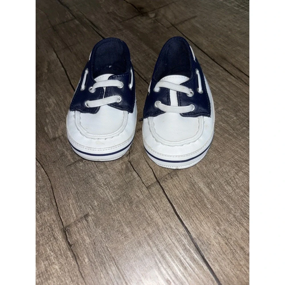 Janie and Jack Baby Boys Navy Blue White Nautical Boat Shoes Pre-Walker Loafers
